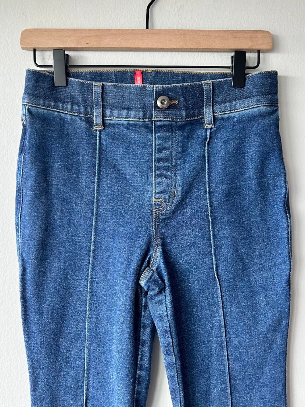 SPANX Shaping Flare Jeans Medium Wash Front Seam Stretch Denim Size Small - Picture 2 of 10